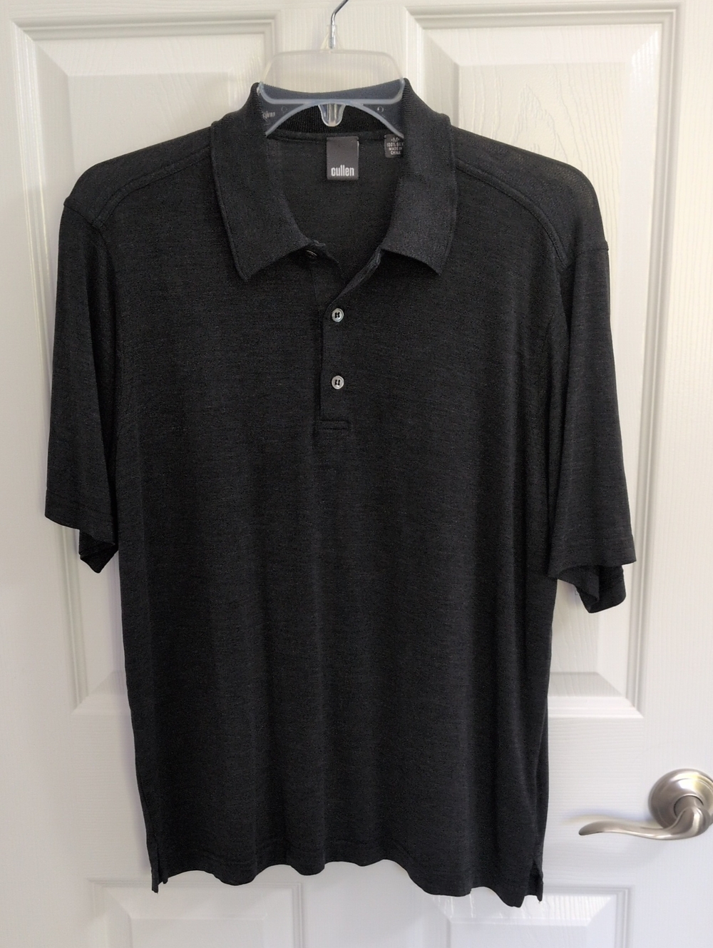 Cullen Men's Luxury Silk Knit Short Sleeve Polo - Dark Gray Heather - M